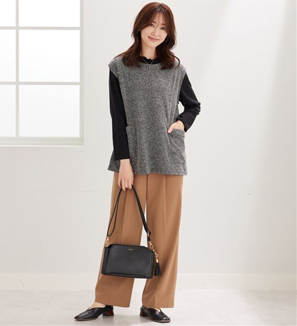 BELLUNA（ベルーナ）の「【2点セット】ブークレ素材ポケットデザインアンサンブル（アンサンブル）」｜詳細画像