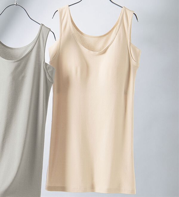 LAVIENNE（ラヴィエンヌ）の「＜さらりラボ＞サラッと涼しい綿混カップ付タンク（肌着・インナーウェア）」｜詳細画像