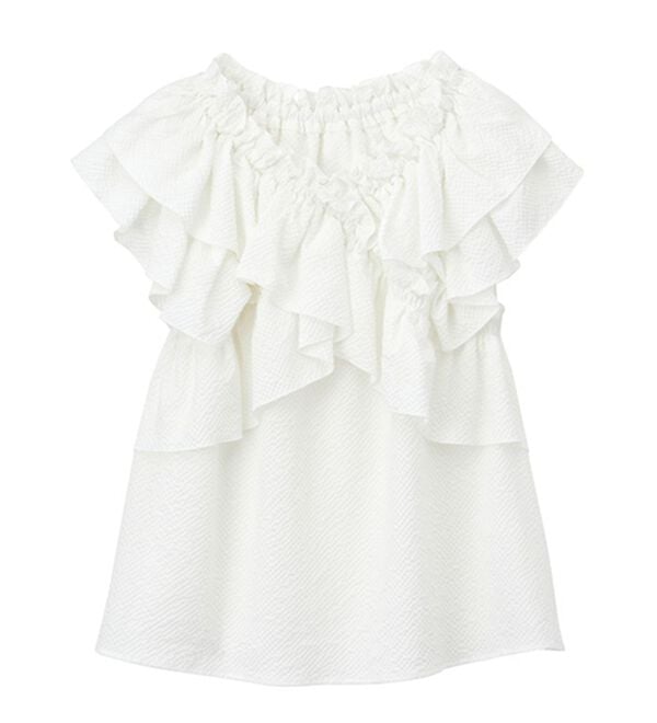 GeeRA（ジーラ）の「クロスフリルサッカーブラウス（ブラウス）」｜詳細画像