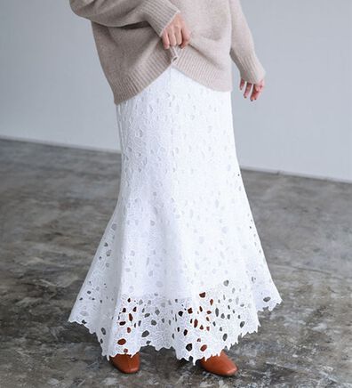 Pierrot（ピエロ）の「フラワーレースマーメイドスカート（ロングスカート）」