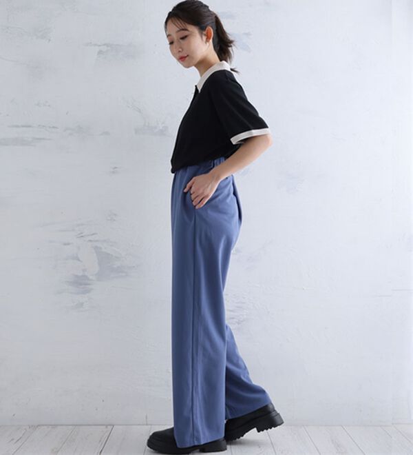 A HAPPY MARILYN（アハッピーマリリン）の「【Ｌ～８Ｌ】＜身長別に選べる２丈＞さらっと美脚ゆるカーブパンツ（ワイドパンツ・ガウチョ）」｜詳細画像
