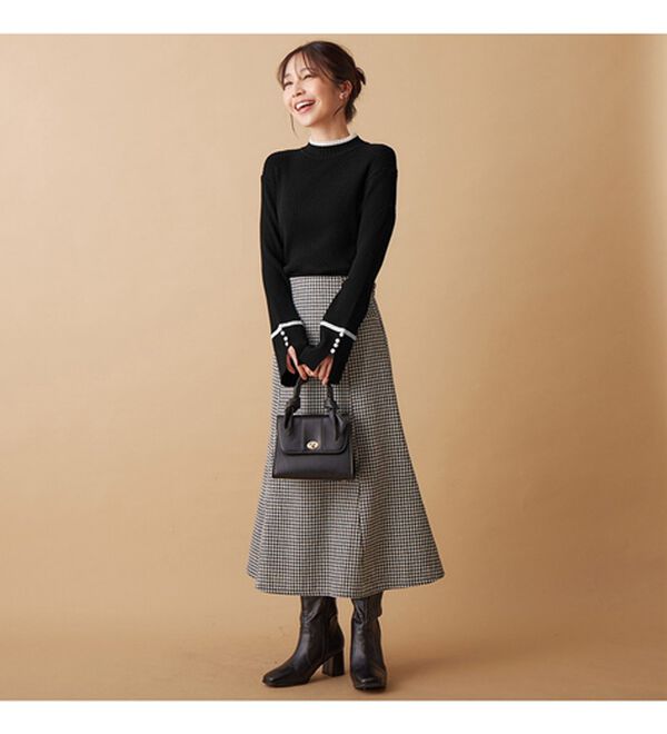 alotta（アロッタ）の「配色デザイン袖ボタンニットプルオーバー（ニット・セーター）」｜詳細画像