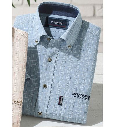 「＜ダンロップ・リファインド＞吸汗速乾絣チェックシャツ（メンズシャツ）」