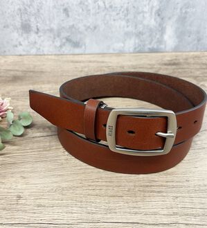 「【EDWIN】日本製紳士 牛革ギャリソン35ベルト（メンズベルト）」｜ブラウン