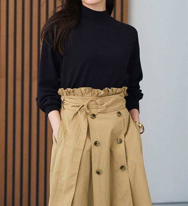 RANAN（ラナン）の「ナイロン素材トレンチフレアースカート（ロングスカート）」｜詳細画像