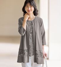 BELLUNA（ベルーナ）の「＜きちんと楽ちん！＞ケミカルレース切替アンサンブル（その他カーディガン）」