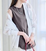 RANAN（ラナン）の「ひんやり！＜BC＞綿100％タンクトップ【選べる着丈】（カットソー）」