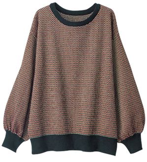 BELLUNA（ベルーナ）の「ジャカード素材パフスリーブプルオーバー（ニット・セーター）」｜ブラック系