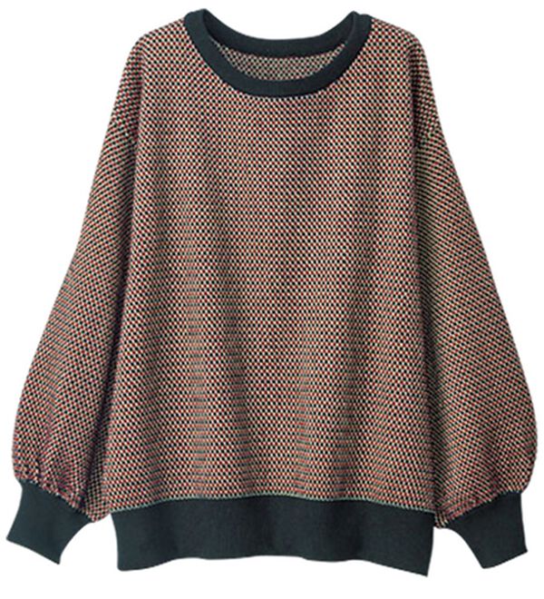 BELLUNA（ベルーナ）の「ジャカード素材パフスリーブプルオーバー（ニット・セーター）」｜ブラック系