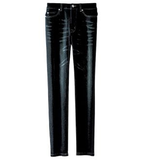 BELLUNA（ベルーナ）の「【暖かデニム】ふんわり裏起毛ストレッチスリムジーンズ（フルレングスパンツ）」｜ブラック(デニム)