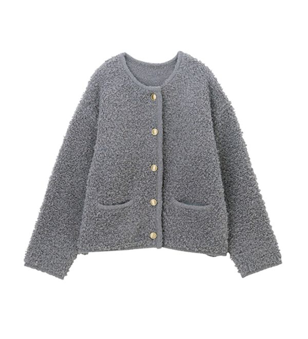 RANAN（ラナン）の「ゴールド調ボタンループ編みニットジャケット（ニットカーディガン）」｜詳細画像