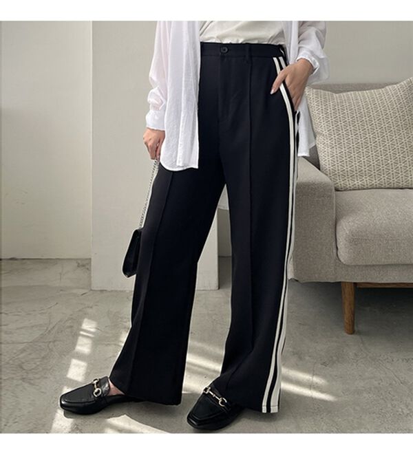 GeeRA（ジーラ）の「サイドラインハイウエストパンツ（フルレングスパンツ）」｜詳細画像