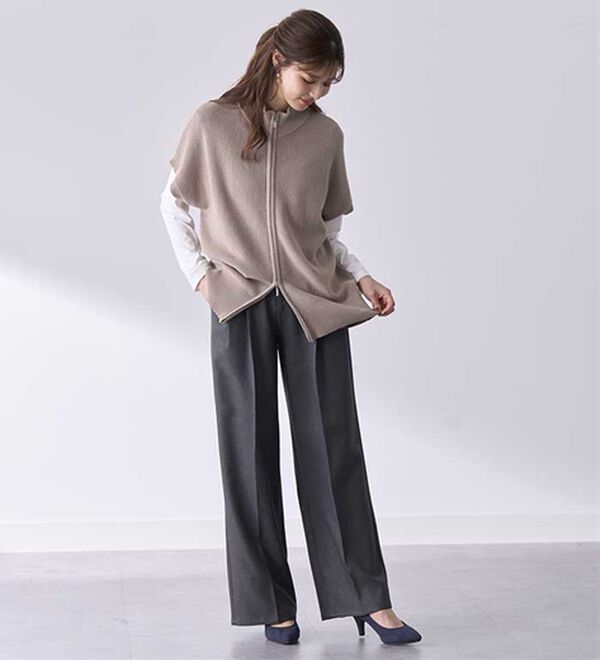 BELLUNA（ベルーナ）の「静電気防止加工！タックデザインワイドパンツ（ワイドパンツ・ガウチョ）」｜詳細画像