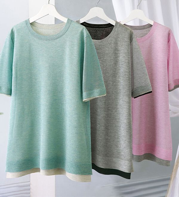 BELLUNA（ベルーナ）の「重ね着風配色シアーニットプルオーバー（ニット・セーター）」｜詳細画像