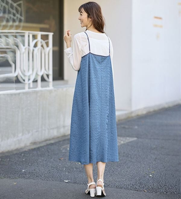 BELLUNA（ベルーナ）の「夏のコーデに悩まない！インナー付ジャカードキャミワンピ（カットソーワンピース）」｜詳細画像