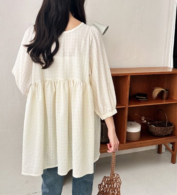 GeeRA（ジーラ）の「前後２ＷＡＹチェックペプラムチュニック（チュニック）」｜詳細画像