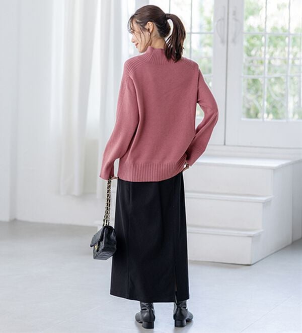 BELLUNA（ベルーナ）の「トレーナーがカジュアルすぎる方に！洗えるリブハイネックニット（ニット・セーター）」｜詳細画像