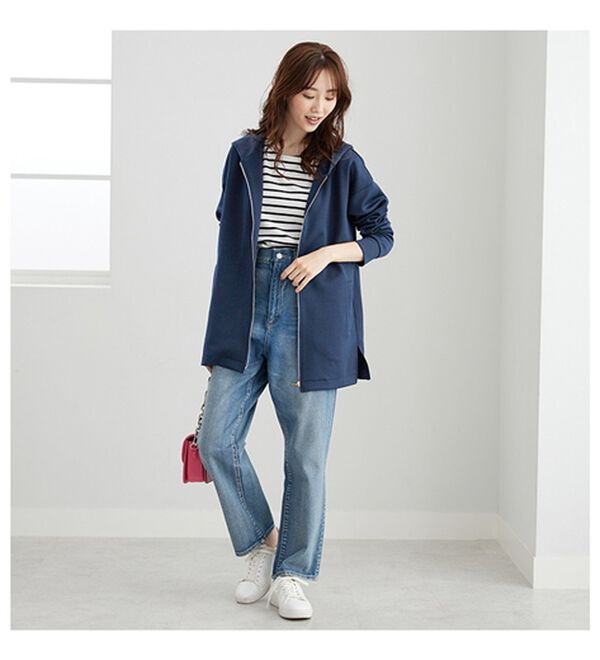 BELLUNA（ベルーナ）の「フードデザインとろみ素材ジップアップパーカー（パーカー）」｜詳細画像