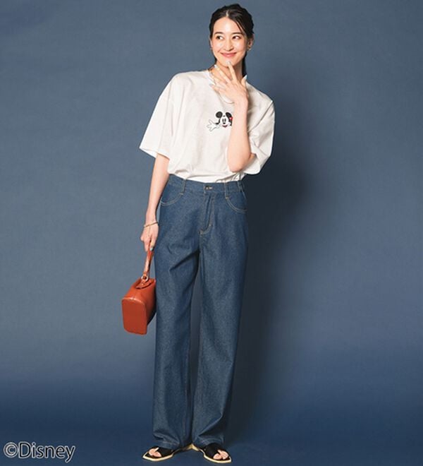 BELLUNA（ベルーナ）の「＜Ｄｉｓｎｅｙ＞刺しゅうデニムパンツ（ワイドパンツ・ガウチョ）」｜詳細画像