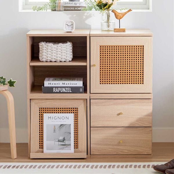 新品!!カラーボックス☆キューブボックス☆4点セット☆収納☆アレンジ ラタン調キューブボックス4点セット＜収納棚・カラーボックス