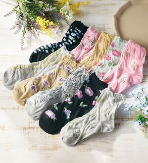 「【１０足組】足口ゆったり涼やかで華やか靴下（靴下・ストッキング）」｜詳細画像