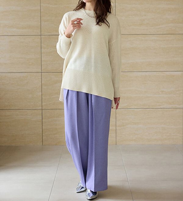 RANAN（ラナン）の「ワイドリブ使いカラーニットチュニック（ニット・セーター）」｜詳細画像