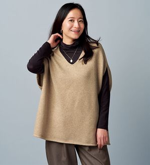 BELLUNA（ベルーナ）の「ふんわりヤクタッチゆったりニットベスト（ベスト）」｜ベージュ