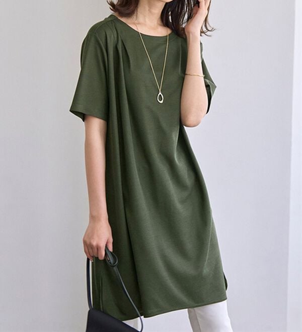 BELLUNA（ベルーナ）の「かのこ素材肩タックデザインワンピース（チュニック）」｜詳細画像