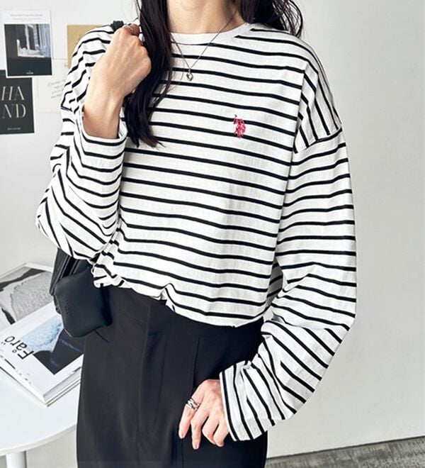 GeeRA（ジーラ）の「【Ｕ．Ｓ．ＰＯＬＯ ＡＳＳＮ】オーバーサイズ刺しゅうロンＴ（カットソー）」｜詳細画像