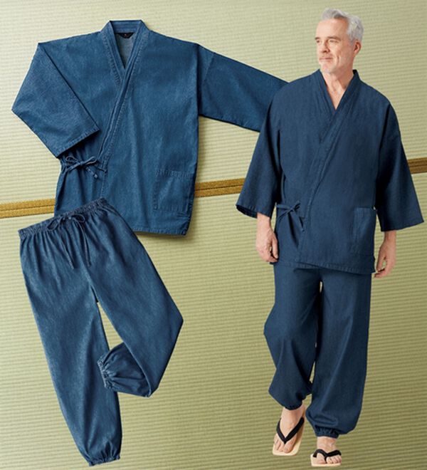 「日本の伝統服デニム作務衣（メンズ和装・浴衣・和装グッズ）」｜2色組