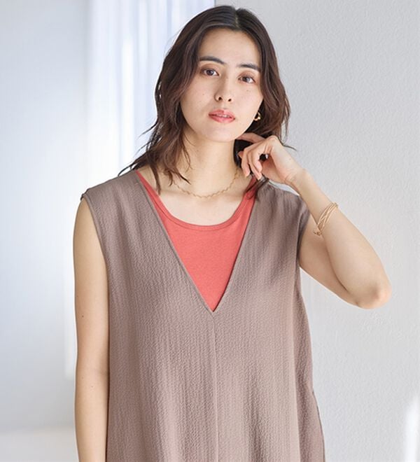 「【医師オススメ】ＵＶカット綿１００％カップ付タンクトップ＜カラフルコットン＞（肌着・インナーウェア）」｜詳細画像