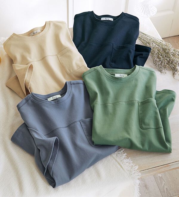 ルフラン（ルフラン）の「＜ｆｕ－ｕ＞日本製　綿１００％ステッチプルオーバー（カットソー）」｜詳細画像