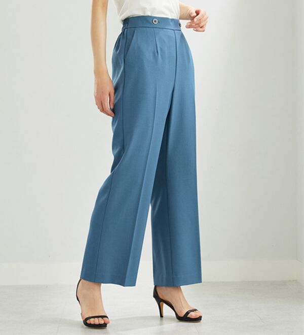 BELLUNA（ベルーナ）の「麻調ストレッチ素材美脚フレアーパンツ（フルレングスパンツ）」｜詳細画像