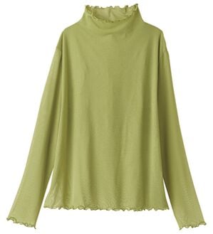 BELLUNA（ベルーナ）の「《重ねて楽しむ！》シアー素材ボトルネックプルオーバー（カットソー）」｜ライム