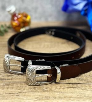 「【Lee】25mm細め紳士牛革レザーウエスタンベルト（メンズベルト）」｜詳細画像