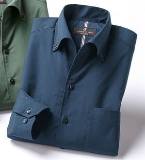「＜コムルヴァン・オム＞アイロンいらずのストレッチドレスシャツ（メンズシャツ）」｜ネイビー