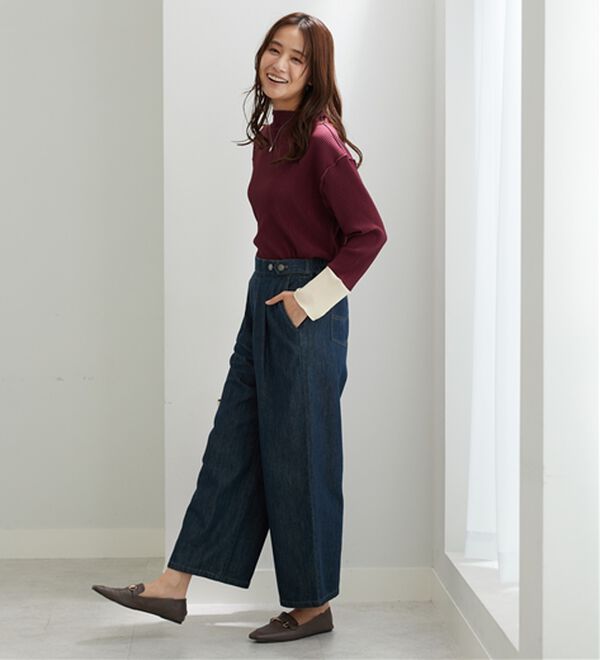 BELLUNA（ベルーナ）の「プリーツ素材配色デザインプルオーバー（カットソー）」｜詳細画像