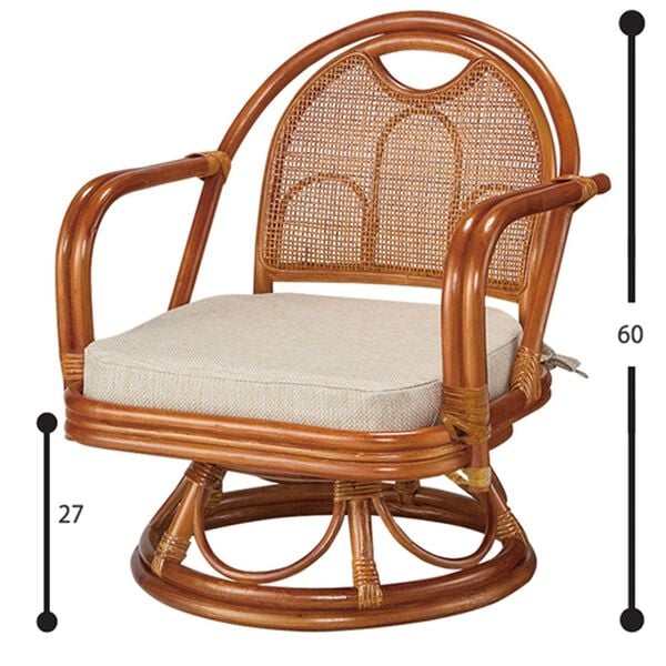 「セットがお得！籐回転座椅子（椅子・チェア・スツール）」｜詳細画像
