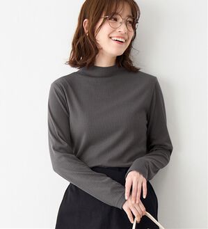 Viola e Viola（ヴィオラ エ ヴィオラ）の「【チクチクしにくい！】柔らかリブプチハイネックプルオーバー（カットソー）」｜グレー