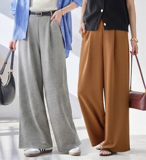 Viola e Viola（ヴィオラ エ ヴィオラ）の「ひんやり！なめらかダンボールワイドパンツ（ワイドパンツ・ガウチョ）」｜詳細画像