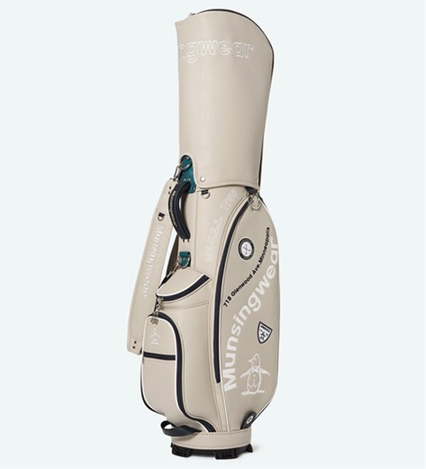 「＜マンシングウェア＞９．０カープロゴキャディバッグ（メンズゴルフグッズ）」｜ベージュ