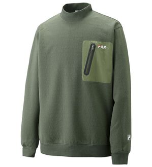 「＜フィラ＞ふくれジャカードハイネックトレーナー（メンズトレーナー）」｜カーキ