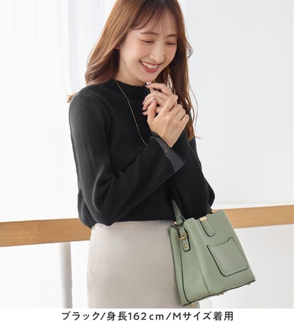 alotta（アロッタ）の「パチパチしにくい！洗える袖シアー切替ニットプルオーバー（ニット・セーター）」｜詳細画像