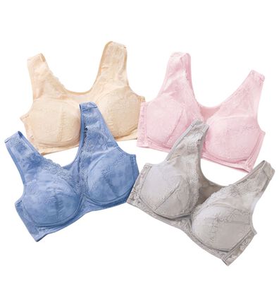 LAVIENNE（ラヴィエンヌ）の「【４色組】復刻版・風が通るレースブラ（ブラジャー）」