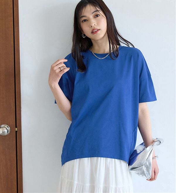 BELLUNA（ベルーナ）の「シュッと体型カバー！コクーンTシャツ（カットソー）」｜ロイヤルブルー