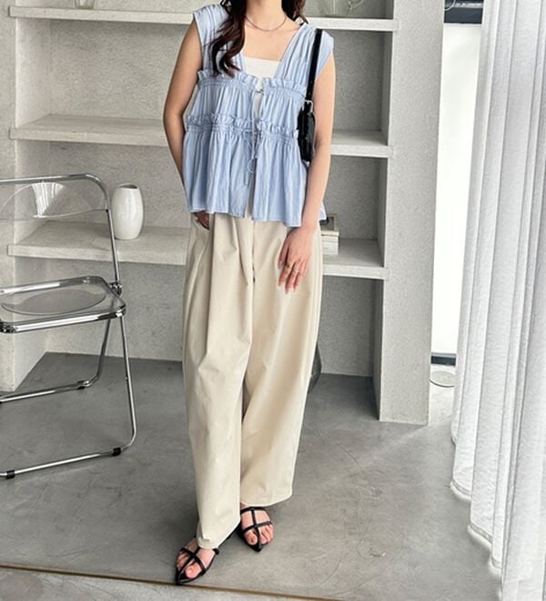 GeeRA（ジーラ）の「ギャザーリボンノースリブラウス（ブラウス）」｜詳細画像