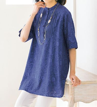 ルフラン（ルフラン）の「ジャカード素材の切替チュニック（チュニック）」