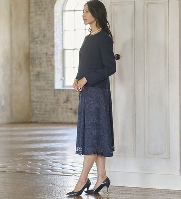 BELLUNA（ベルーナ）の「花柄オパール素材ワンピースアンサンブル（ワンピースセットスーツ）」｜詳細画像