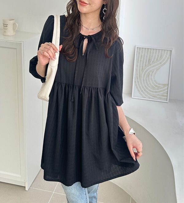 GeeRA（ジーラ）の「前後２ＷＡＹチェックペプラムチュニック（チュニック）」｜詳細画像