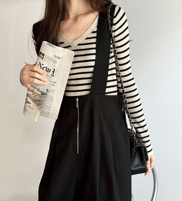 GeeRA（ジーラ）の「フロントジップハイウエストサロペット（オールインワン）」｜詳細画像